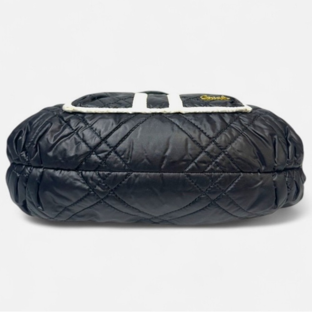 Coach Poppy Ski Bunny Black White Quilted Nylon Bag Purse Crossbody Vintage Y2K - Picture 3 of 12